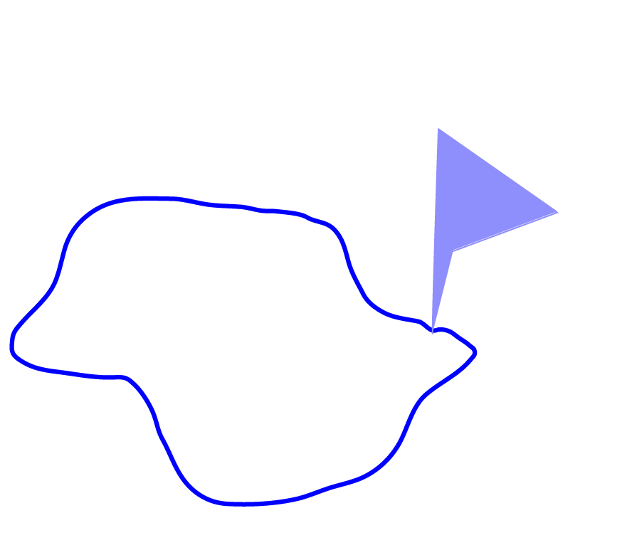Abstrakte Grafik mit geschwungener Linie und Pfeilmarkierung am Ende.