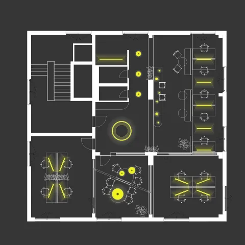 Lichtkonzept einer Bürofläche
